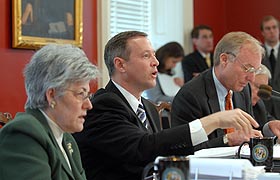 [photo, Treasurer Kopp, Governor O'Malley, and Comptroller Franchot, Board of Public Works meeting, State House, Annapolis, Maryland]
