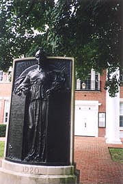[photo, World War I Monument (1920), by Edward Berge, Calvert County Courthouse, Prince Frederick, Maryland]