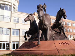 [photo, Tricentennial Horses Sculpture, by Raymond J. Kaskey, before Prince George's County Courthouse, Upper Marlboro, Maryland]